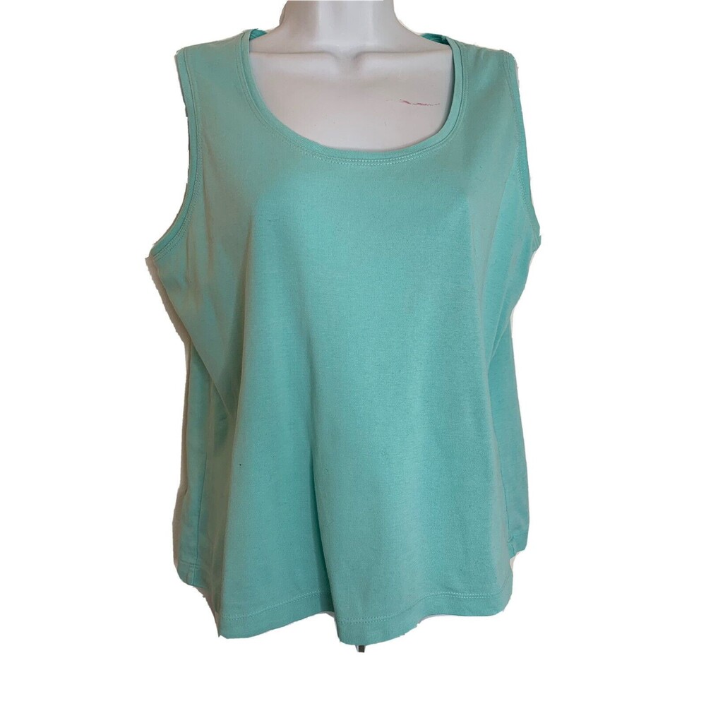 Chico's size 2 solid Sky Blue shell Tank Top L (10)